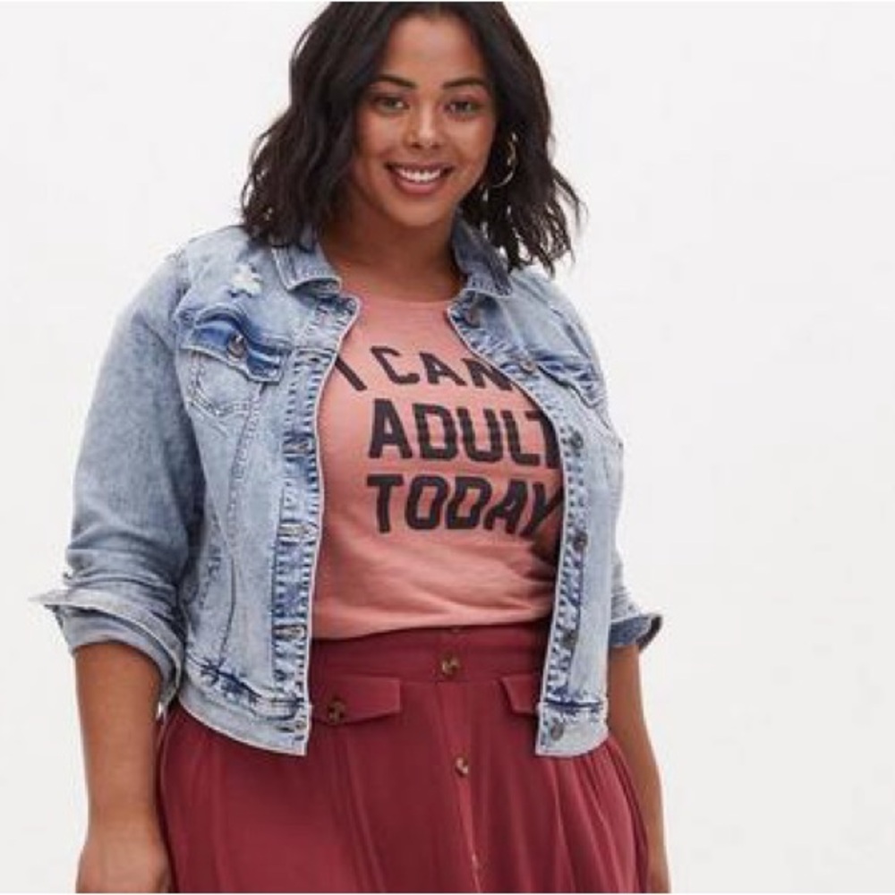 Torrid Distressed Denim‎ Trucker Jacket size 2